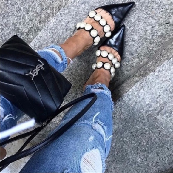 Zara Shoes - Zara NWT Oversized Pearl Pointy Slides